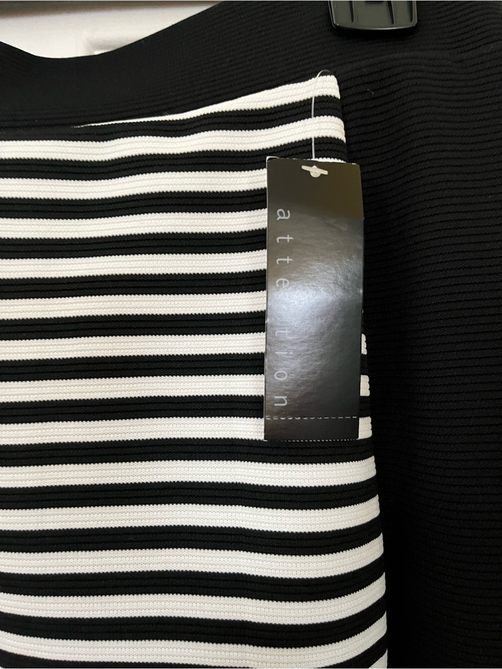 attention Black and White Striped Pencil Skirt - Picture 2 of 6